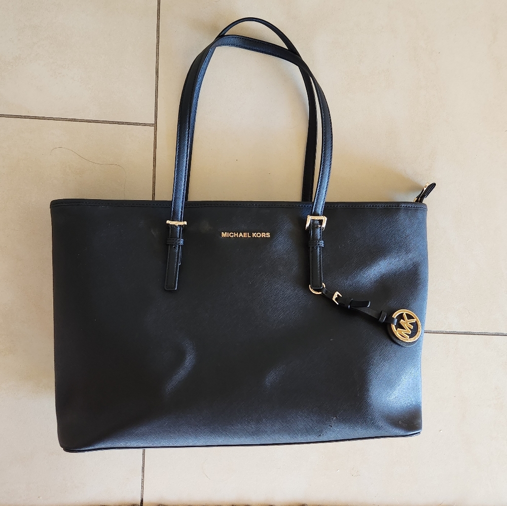 MICHAEL Michael Kors Black Tote with Gold Hardware